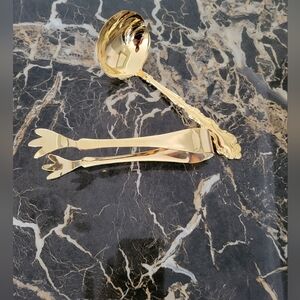 Gold Ladle and Tongs Set